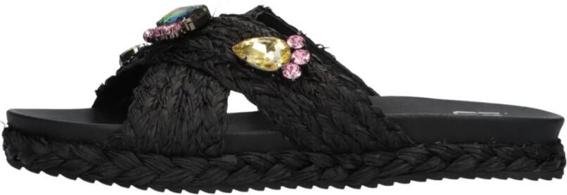 Bibi Lou Zwarte Platformslipper met Strass Stenen