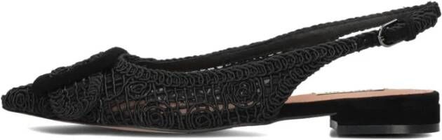 Bibi Lou Zwarte Slingback Hakken met Vierkant Ornament