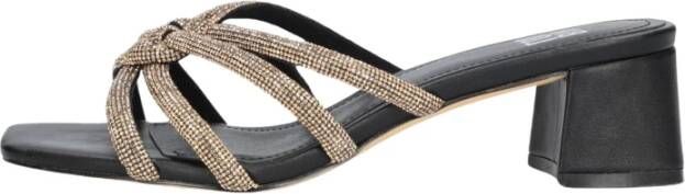 Bibi Lou Zwarte Strappy Muiltjes Sandalen met Strass