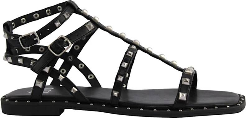 Bibi Lou Zwarte Studs Leren Sandalen Black Dames