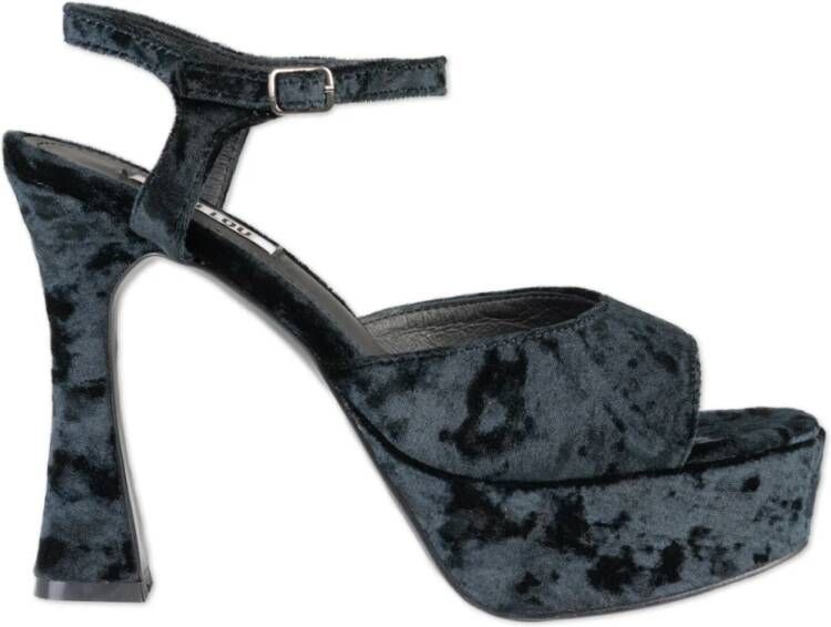 Bibi Lou Zwarte Suède Platte Sandalen Black Dames