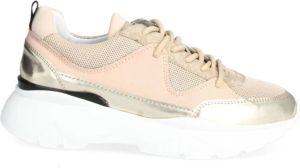 Billi Bi Handgemaakte Beige Roze Sneaker met Gouden Details Beige Dames