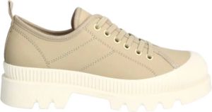Billi Bi Handgemaakte Grijze Veterschoenen met Dikke Witte Ruwe Rubberen Zool Beige Dames