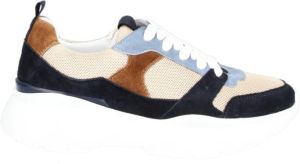 Billi Bi Handgemaakte Suède Patchwork Sneakers Beige Dames