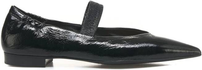 Billi Bi Zwarte Leren Ballet Flats Elegante Stijl Black Dames
