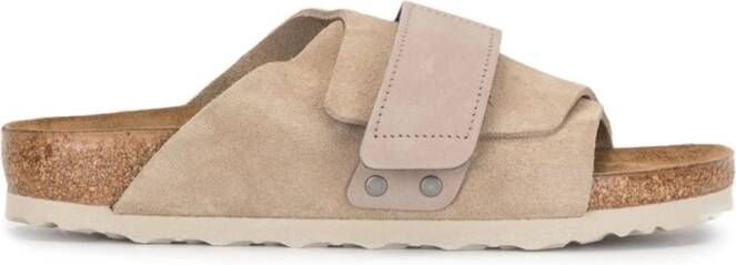 Birkenstock Anatomische Leren Sandalen met Klittenbandsluiting Beige Heren
