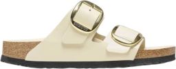 Birkenstock Arizona Big Buckle Natural Leather Patent High Shine Ecru Narrow