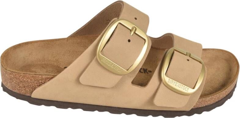 Birkenstock Arizona Big Buckle Nubuck Leder Sandalen Beige Dames
