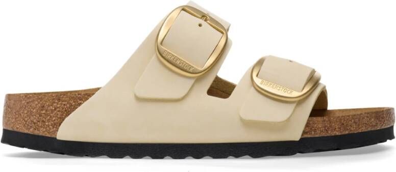 Birkenstock Arizona Big Buckle Nubuck Leder Sandalen Beige Dames