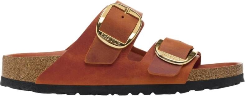 Birkenstock Oranje Leren Sandalen met Verstelbare Banden Orange Dames