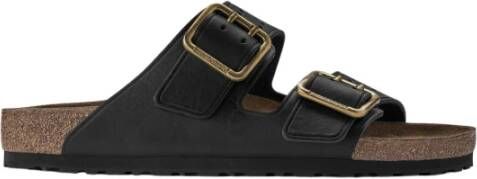Birkenstock Zwarte Leren Sandalen Black Dames