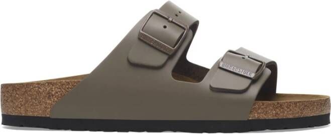 Birkenstock Arizona Leren Sandalen met Gespen Gray Heren