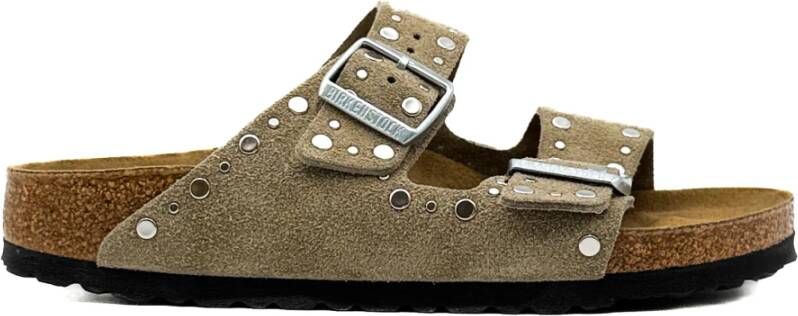 Birkenstock Arizona Rivet Border Sliders Beige Dames