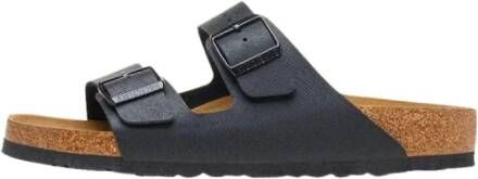 Birkenstock Arizona Saffiano Leren Slippers Black Heren