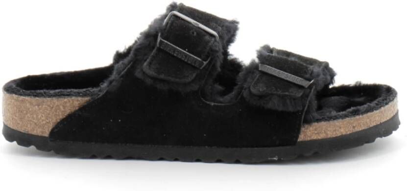 Birkenstock Arizona Shearling Veloursleder Suede Narrow Pantoffels Black - Foto 10