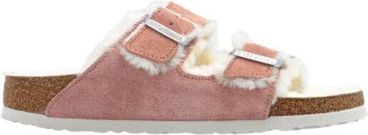 Birkenstock Shearling Sandalen Wol Pink Clay Pink Dames