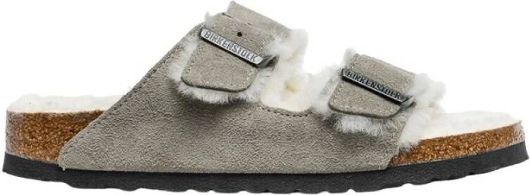 Birkenstock Arizona Shearling Sandalen Grijs Heren