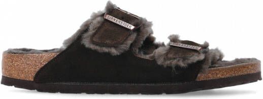 Birkenstock Sandalen Arizona Shearling Lined Suede Two-Strap Sandals in bruin - Foto 8