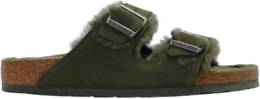 Birkenstock Shearling Arizona Sandalen Green Heren