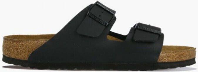 Birkenstock Arizona Shearling Suede Leather Sandals Zwart Dames