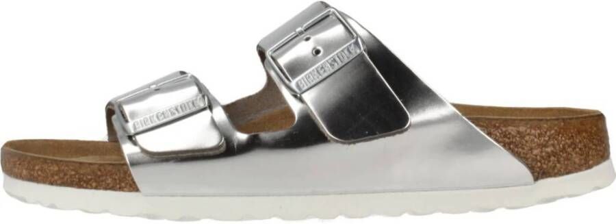 Birkenstock Arizona Dames Slippers Metallic Silver Narrow fit | Zilver | Leer - Foto 6