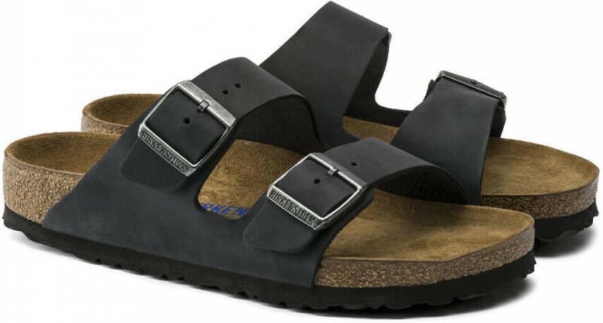 Birkenstock Arizona Soft Footbed Oiled Leather Sandals Zwart Heren