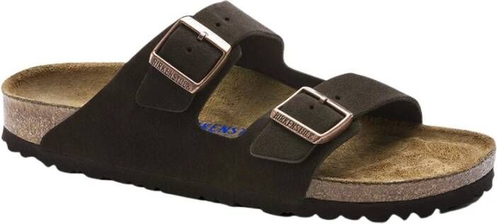 Birkenstock Arizona Soft Footbed Suede Leather Sandals Bruin Dames