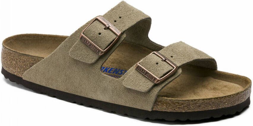 Birkenstock Arizona Soft Footbed Suede Leather Sandals Groen Dames