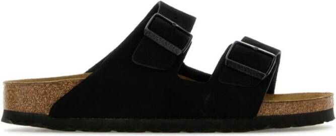Birkenstock Zwarte Leren Sandalen Unisex Lage Stijl Black - Foto 5