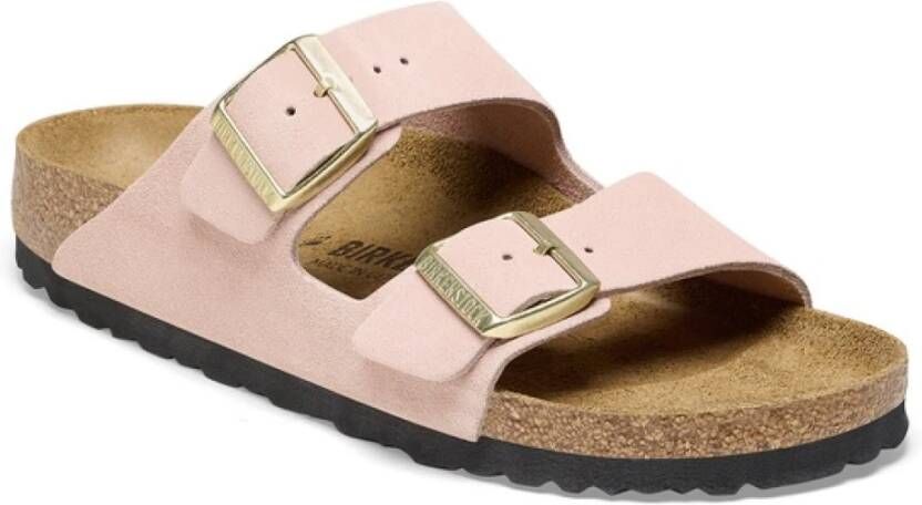 Birkenstock Arizona Suède Leren Slippers Pink Dames