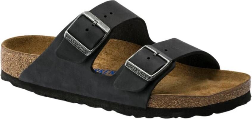 Birkenstock Arizona Zwarte Leren Sandalen Black Heren