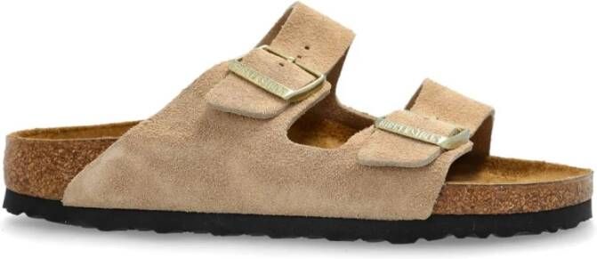 Birkenstock Beige Gesp-Sandalen Platte Zool Beige Dames