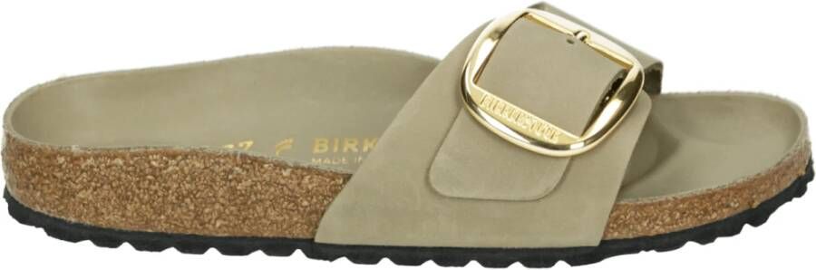 Birkenstock Beige Leren Sandaal met Grote Gesp