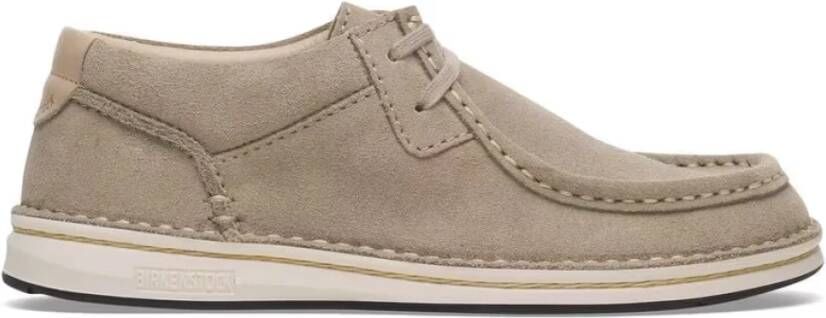 Birkenstock Beige Platte Schoenen Handgemaakte Suède Mocassin