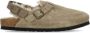 Birkenstock Beige Suède Sandalen met Shearling Voering Beige Dames - Thumbnail 5