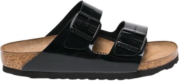 Birkenstock Arizona Slippers Black Patent Narrow fit | Zwart | Imitatieleer