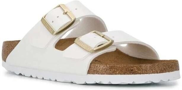 Birkenstock Arizona Grote Gesp Patent Witte Slippers Birko Flor Patent Fashion Wear