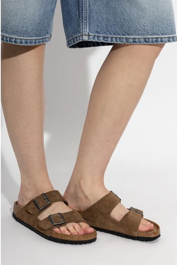 Birkenstock Narrow Arizona Suede Leather Faded Khaki - Foto 5