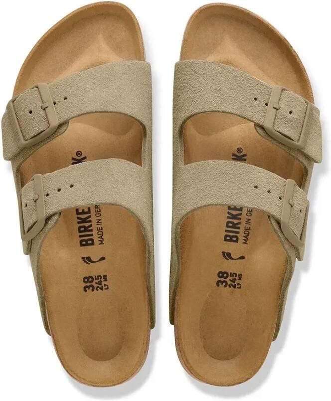 Birkenstock Narrow Arizona Suede Leather Faded Khaki - Foto 11