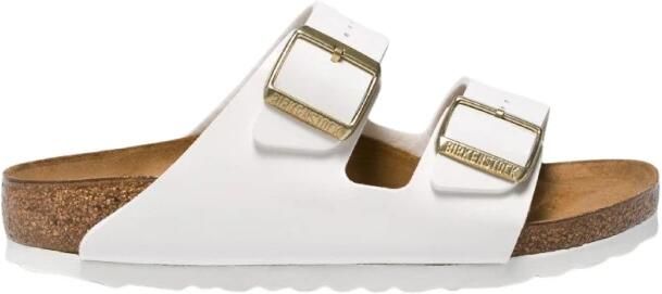 Birkenstock Arizona Grote Gesp Patent Witte Slippers Birko Flor Patent Fashion Wear