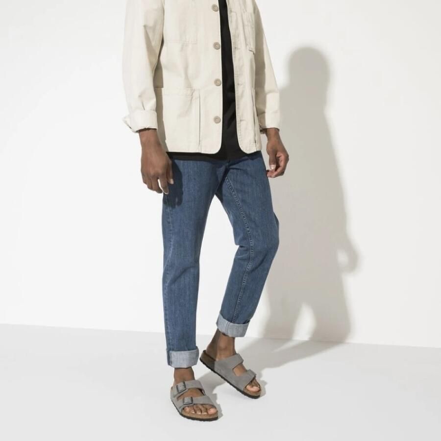 Birkenstock Arizona Nu Desert Buck Whale Grey Sandalen Grijs Heren