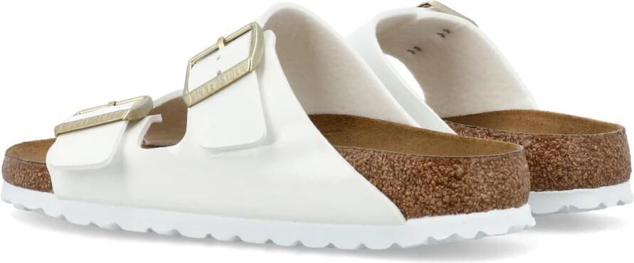 Birkenstock Arizona Grote Gesp Patent Witte Slippers Birko Flor Patent Fashion Wear - Foto 11
