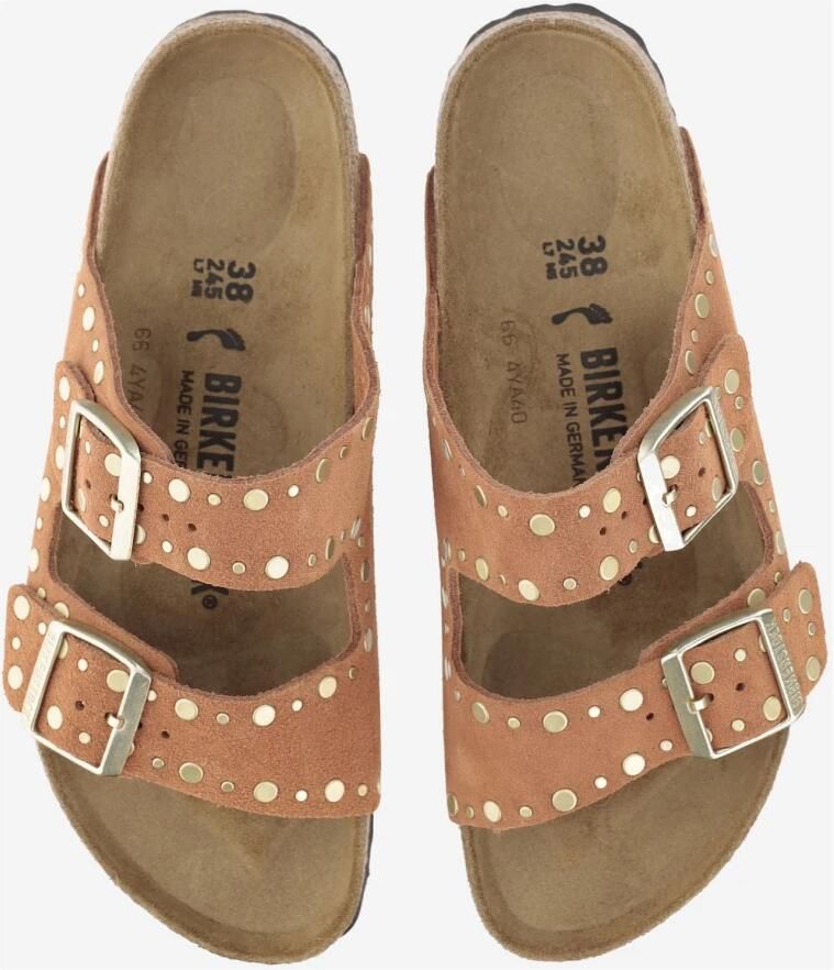 BIRKENSTOCK Teenslippers Dames Arizona Rivet Border Suède Oranje