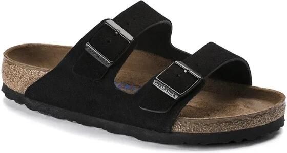 Birkenstock slipper ARIZONA Black Suede Leather Soft Footbed regular