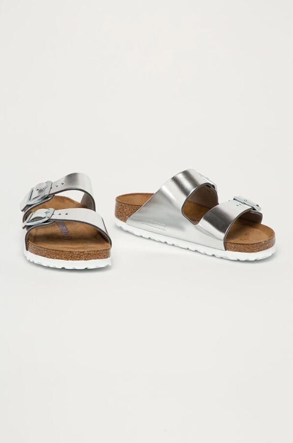 Birkenstock Arizona Dames Slippers Metallic Silver Narrow fit | Zilver | Leer - Foto 6