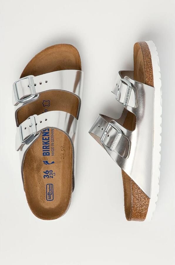 Birkenstock Arizona Dames Slippers Metallic Silver Narrow fit | Zilver | Leer - Foto 7