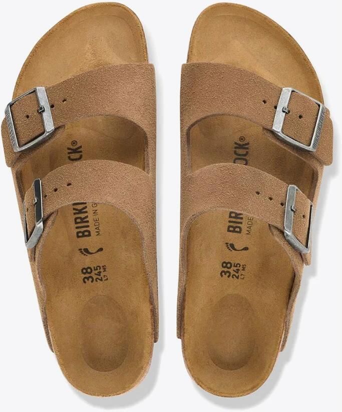 Birkenstock Narrow Arizona Suede Leather Faded Khaki