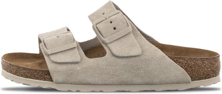 Birkenstock Platte sandalen Arizona Suede Leather Narrow Oyster