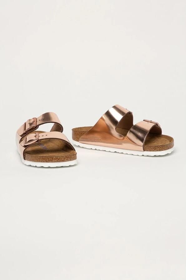 Birkenstock Slippers ARIZONA SFB in smalle schoenwijdte metallic-look met soft-voetbed - Foto 6