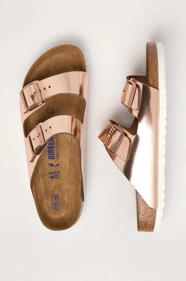Birkenstock Slippers ARIZONA SFB in smalle schoenwijdte metallic-look met soft-voetbed - Foto 7